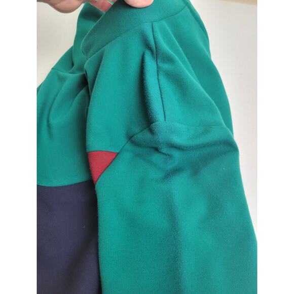 VTG EJM Colorblock Turtleneck Heavy Long Sleeve Sheath Dress 14 Green Flaws - Picture 3 of 16